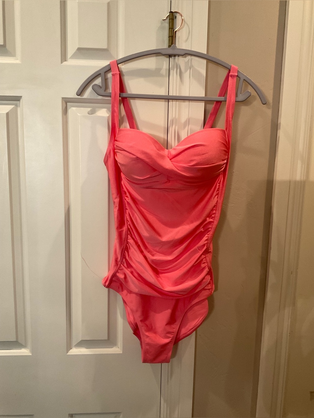 Betsey Johnson Coral Pink Bandeau One-Piece Swimsuit NWT